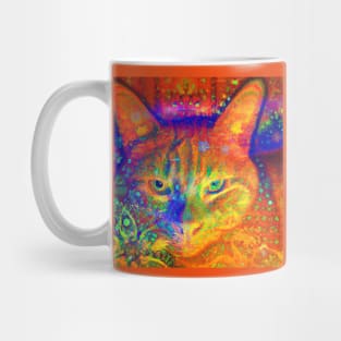 Orange-Red Kitty Cat Batik Design Mug